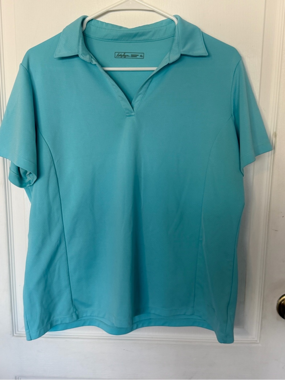 Lady Hagen Teal Short Sleeve Polo Top